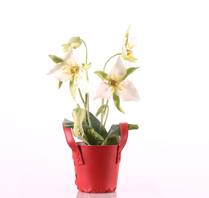 Flores y plantas artificiales mayorista - Top Art Int. | Detailansicht |  Plantas artificiales con flores | Trillium, 3 flores, 5 bollos, 3 hojas,  40cm - oferta especial