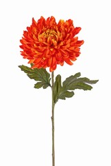 Chrysanthemum, 1 fleur Ø 14 cm, h. 5 cm, 2 feuilles (Polyester), 65 cm