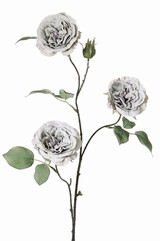 Roosspray (Rosa) 3 bloemen, ( Ø 8cm), 12 bladeren, full wire, 81 cm - ACTIE