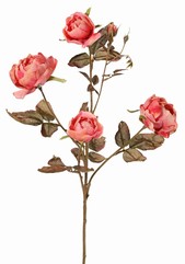 Rozentak Edith, 4 bloemen (2x Ø 8cm, 2x Ø 5cm) & 3 knop, 26 blad, 76cm