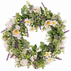 Kransmix 'Garden Joy', papaver/lavendel/eucalyptus/distel/gipskruid, Ø 35 cm