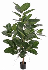 Ficus Audrey (Wurgvijg) met houten stam, met 92 bladeren, UV bestendig, in pot, 130 cm
