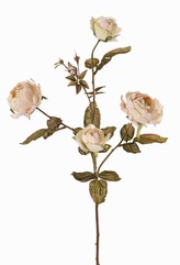 Rozentak Edith, 4 bloemen (2x Ø 8cm, 2x Ø 5cm) & 3 knop, 26 blad, 76cm