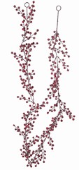 Foam berries (red) garland, with 413 berries (59 clusters) white washed, 167 cm